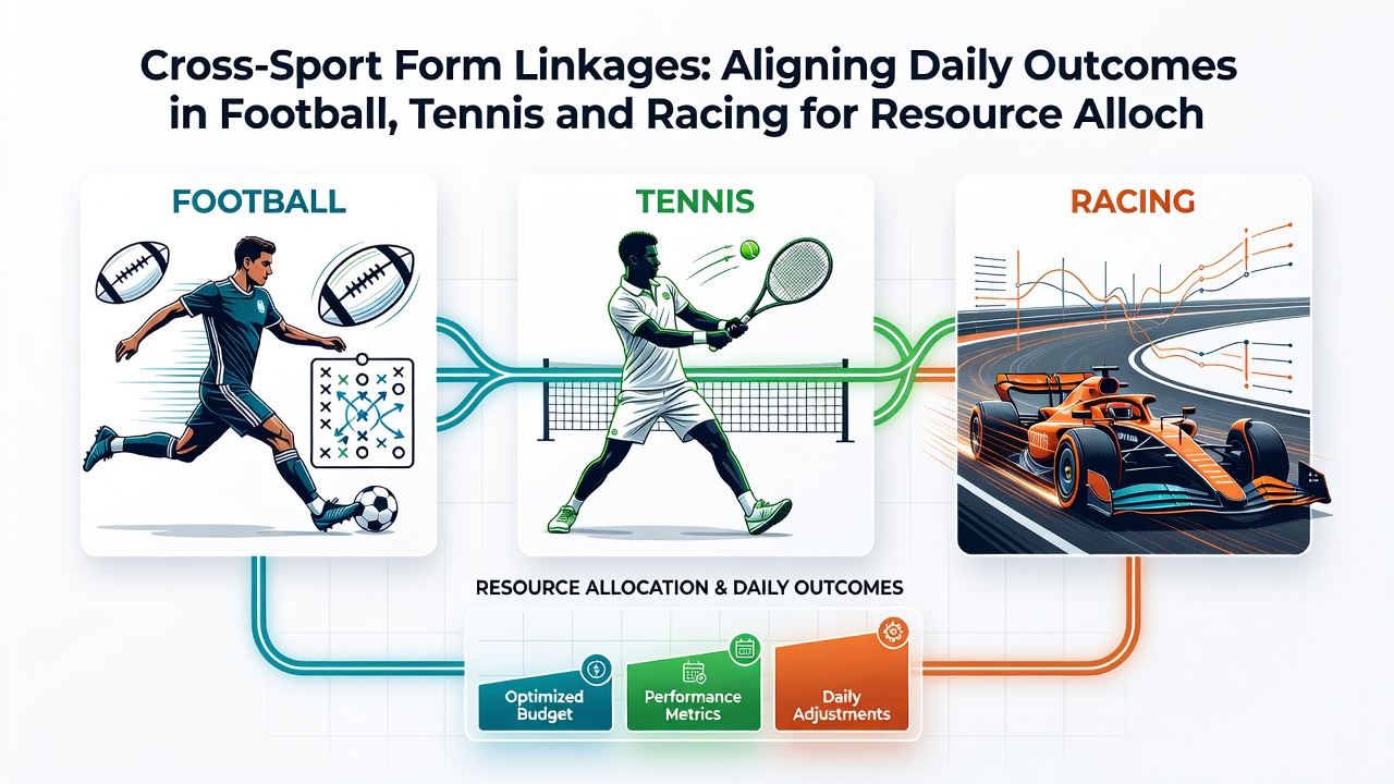 Data dashboard showing aligned performance trends from football, tennis, and racing competitions