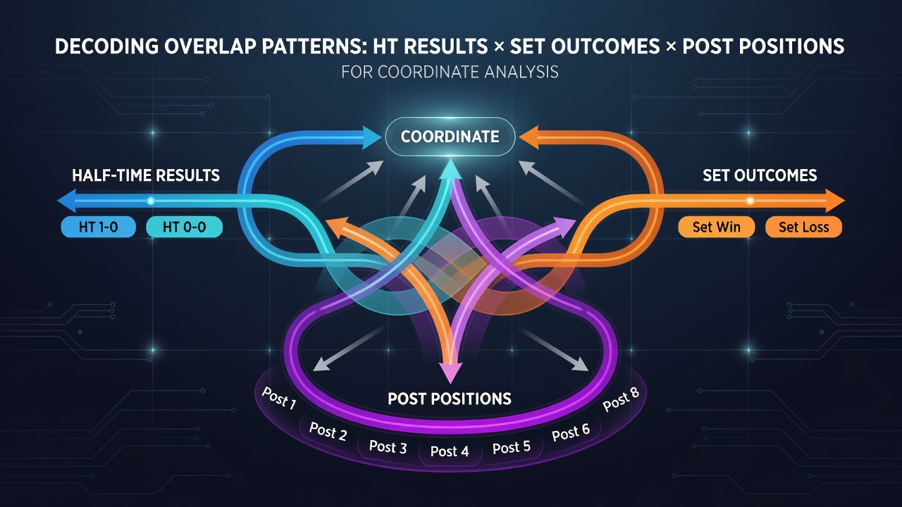 Chart illustrating data intersections between half-time football results, tennis set outcomes, and horse racing post positions