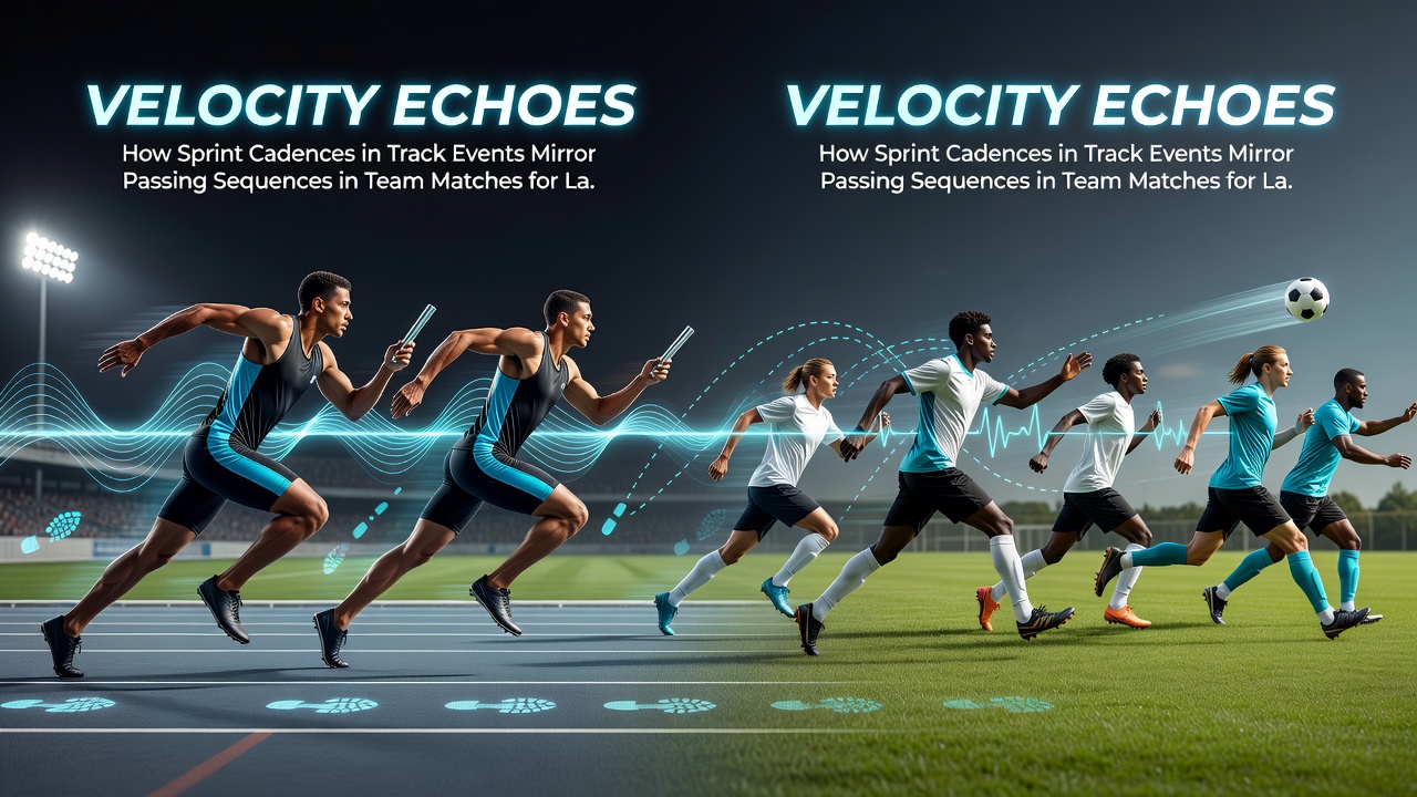 Passing sequence diagrams in team sports illustrating rhythmic exchanges similar to sprint cadences